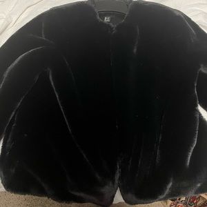 forever 21 black fuzzy coat